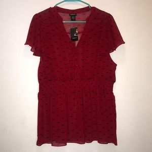 Torrid flutter sleeve babydoll blouse size 0